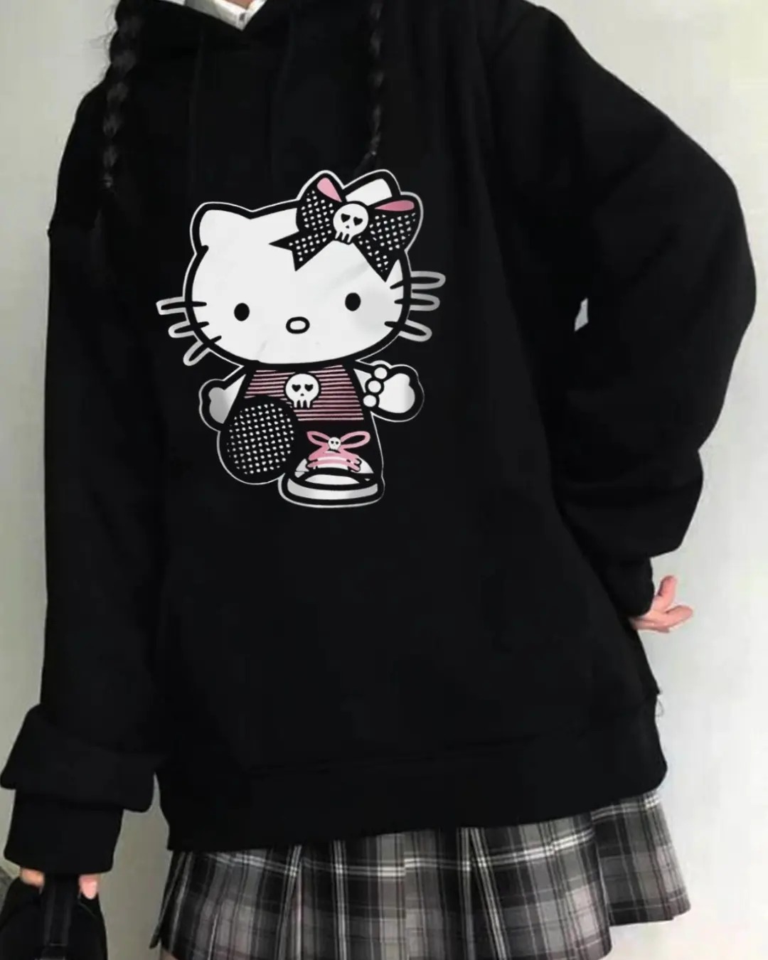 FREAK "GOTH PUNK HELLO KITTY SKULL" 450 GSM HOODIE
